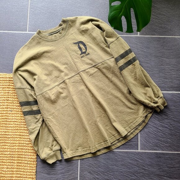 Disneyland Disney Parks Khaki Green Spirit Jersey Long Sleeve Tee Size Medium - Picture 1 of 6
